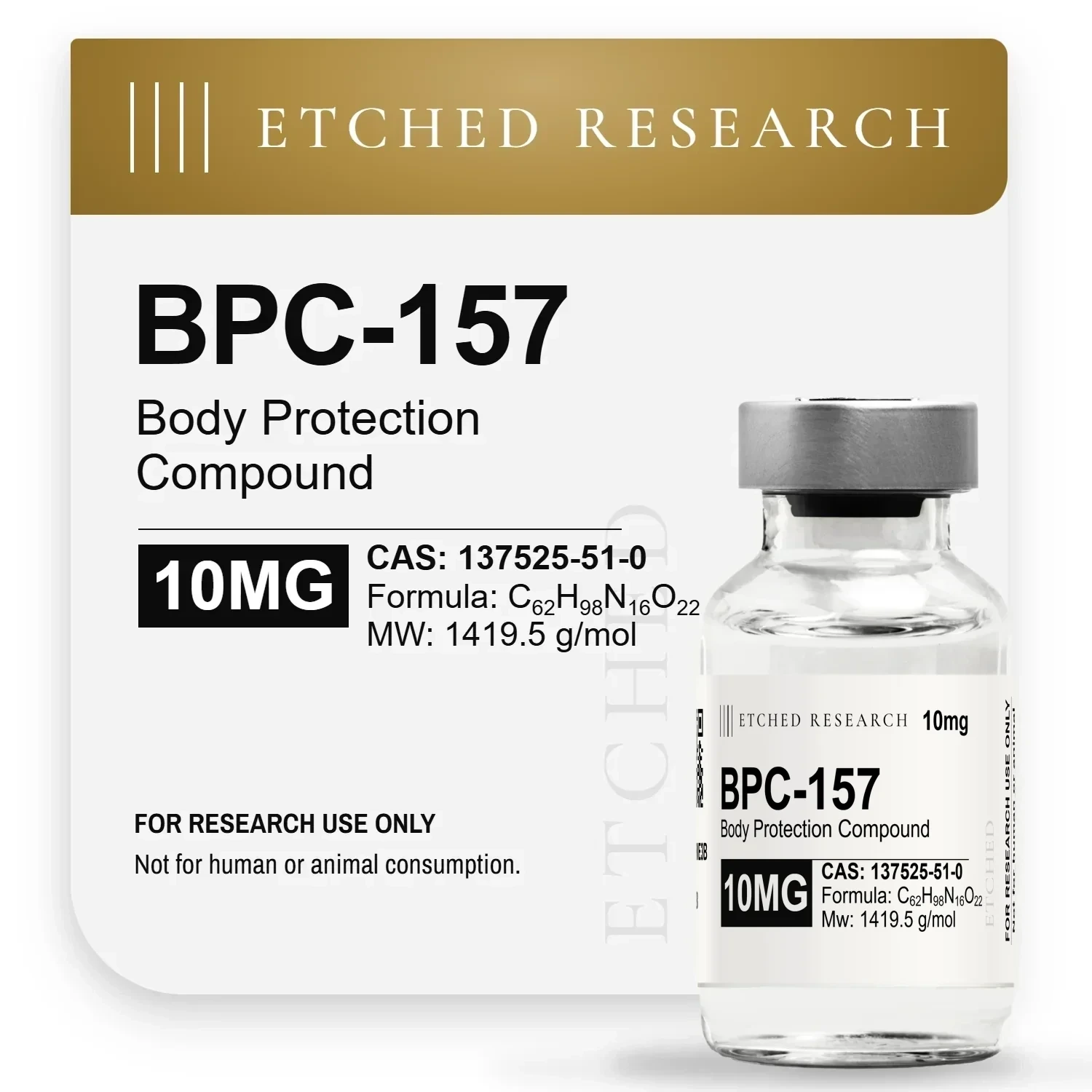 Etched Research BPC-157 10mg product card, research use only