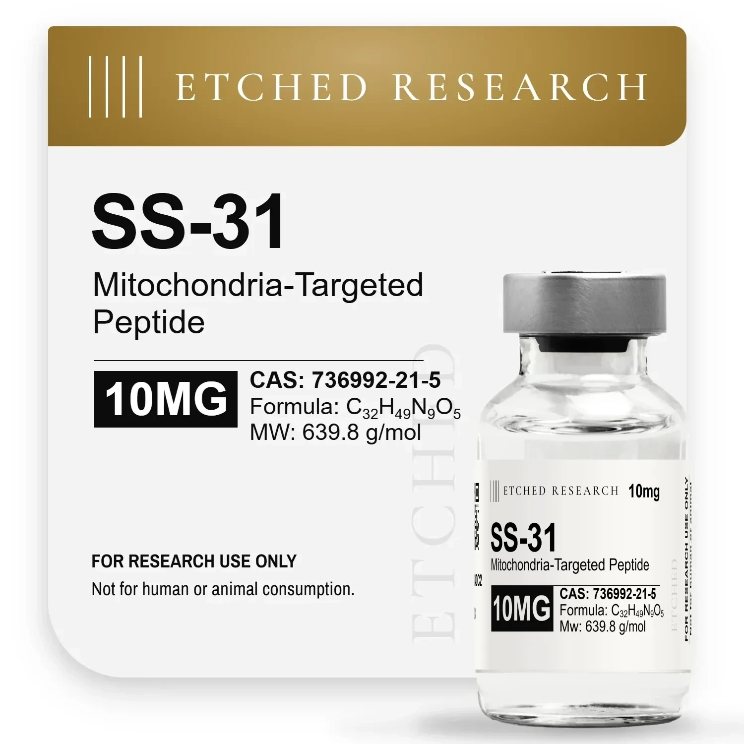Etched Research SS-31 10mg product card, research use only