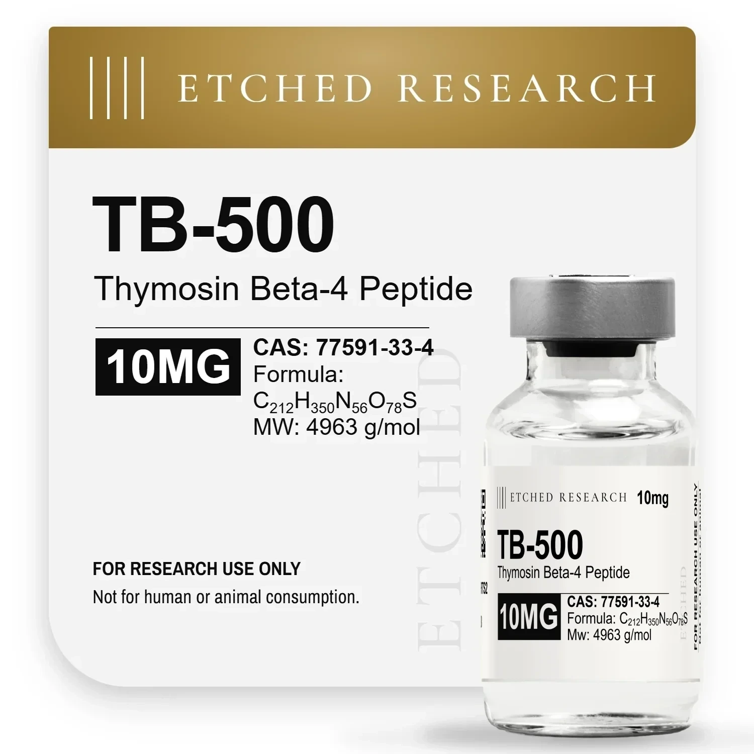 Etched Research TB-500 10mg product card, research use only